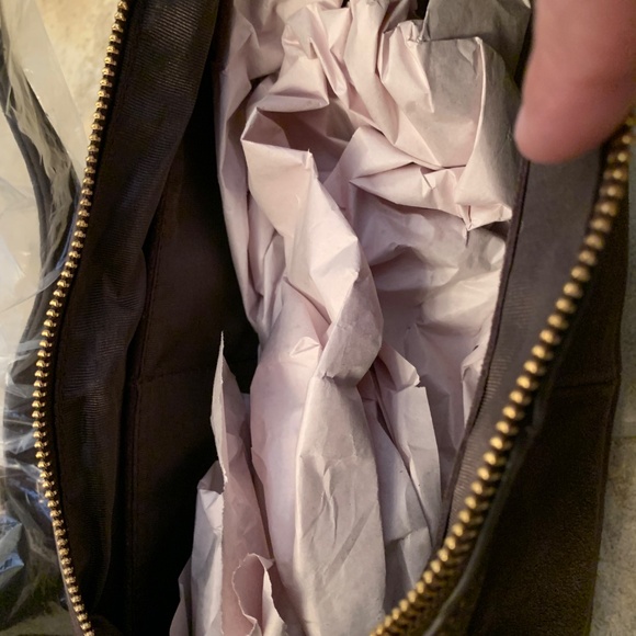 NEW Moda Luxe Maple Suede Hobo handbag leather chocolate NWT - Picture 6 of 9